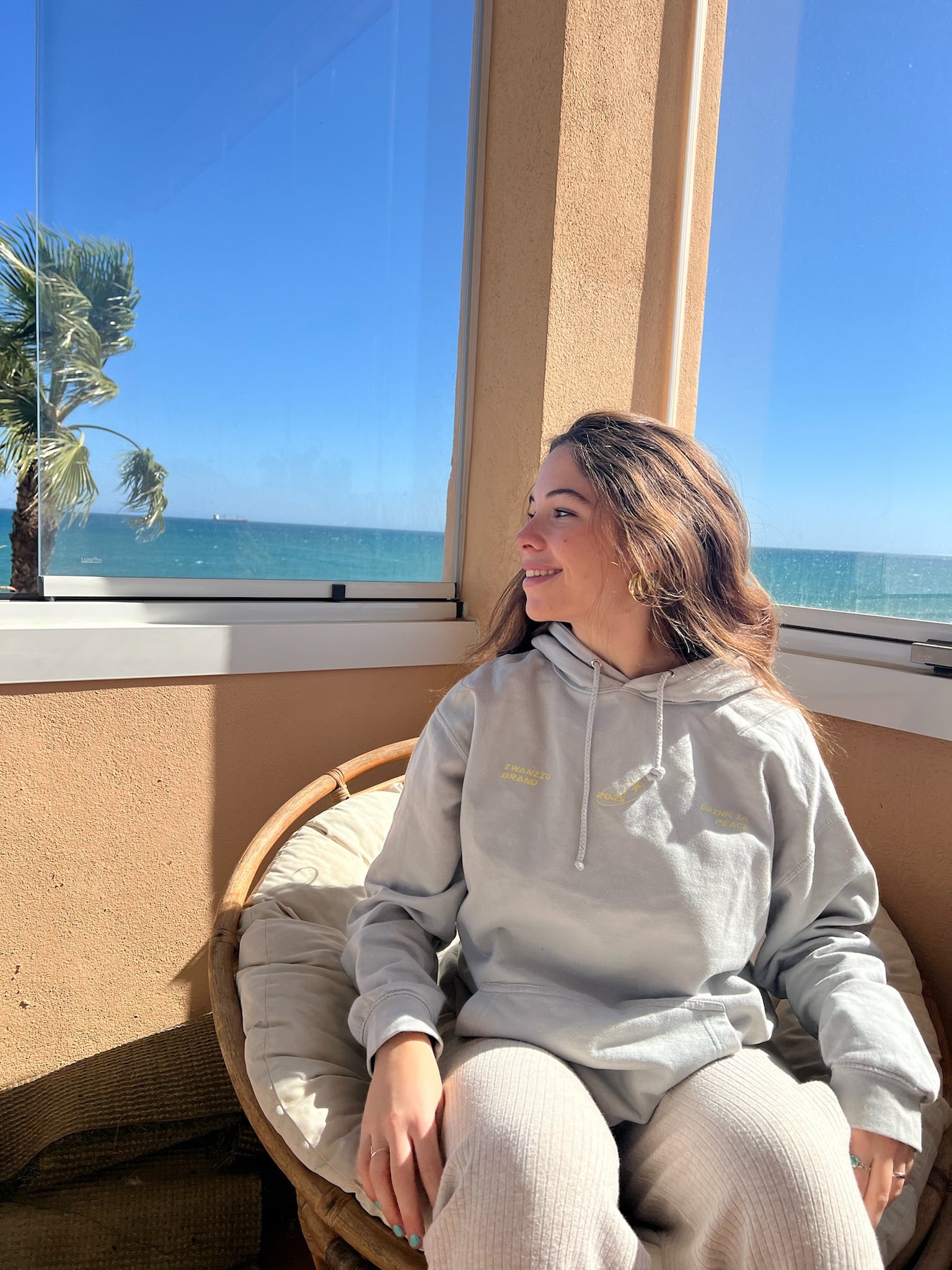 Sudadera  oversize color gris claro llamada ZWANZIG