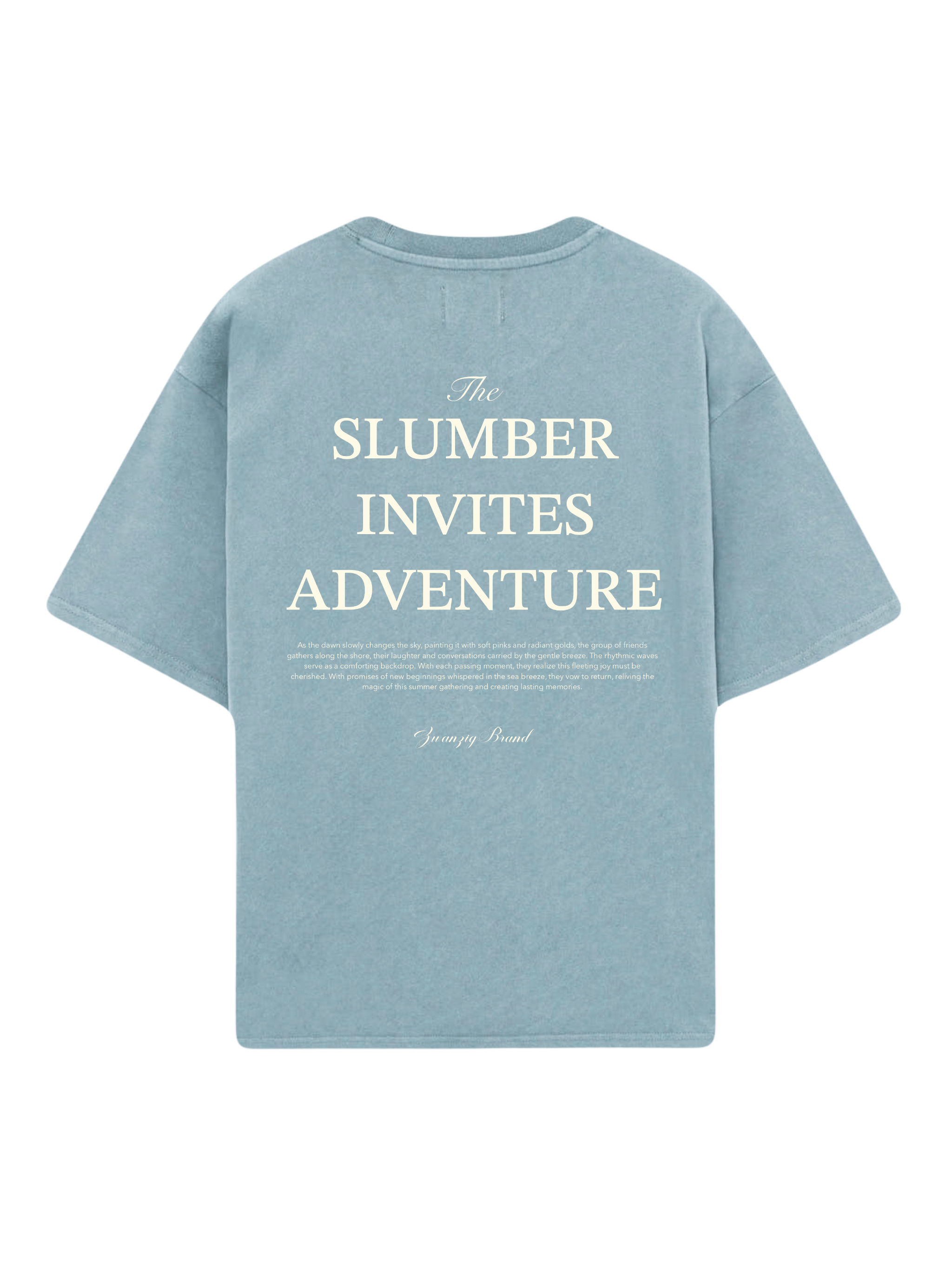 Camiseta Adventure color azul claro oversize